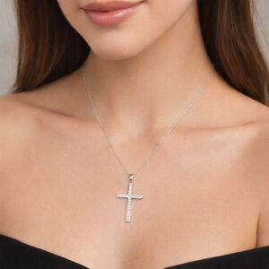 Natural Diamond Cross Pendant Necklace
